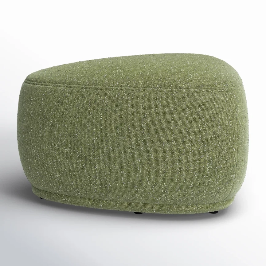mellow forest triangle ottoman in green chenille