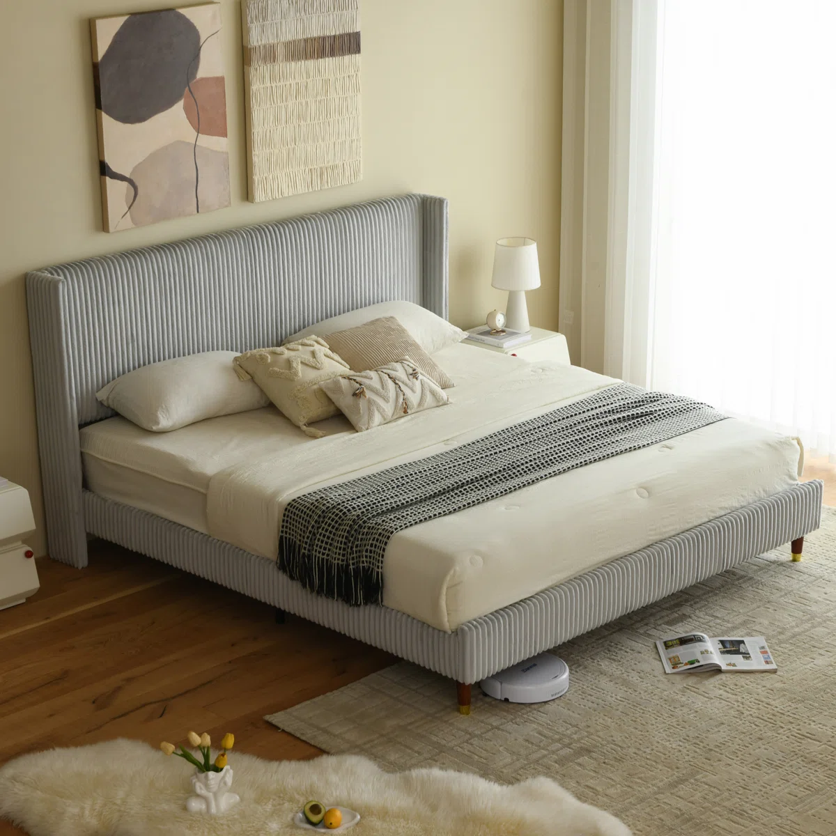 aurelia wingback corduroy upholstered king bed