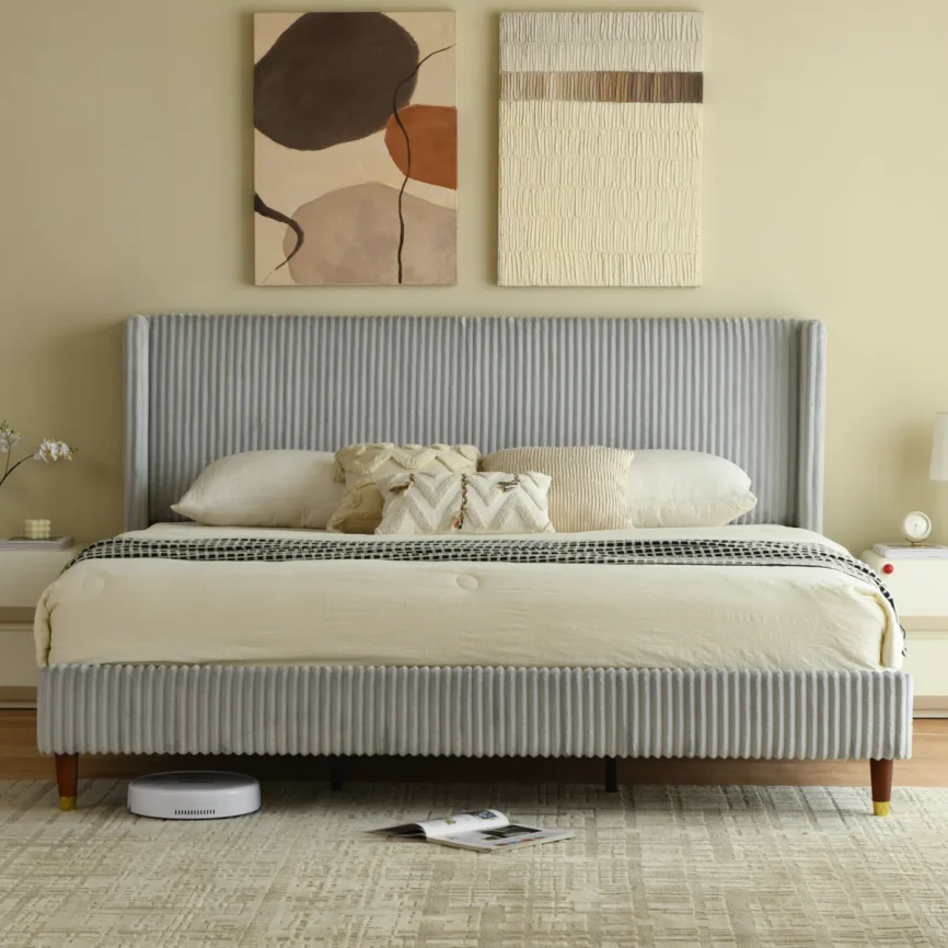 aurelia wingback corduroy upholstered king bed