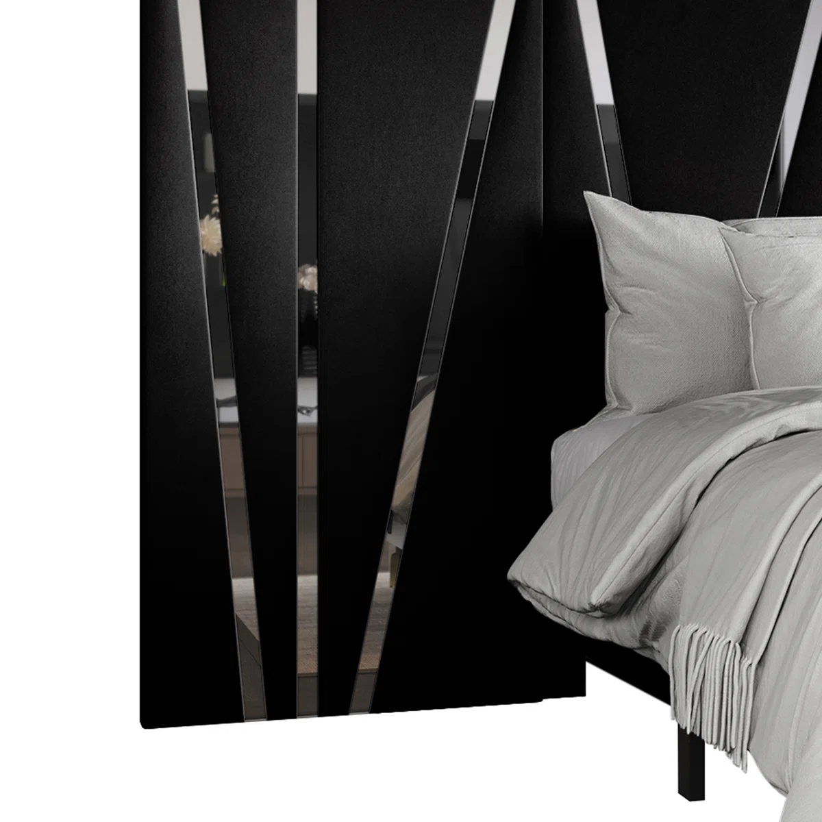 Aurora Black Velvet Wall Panel Bed