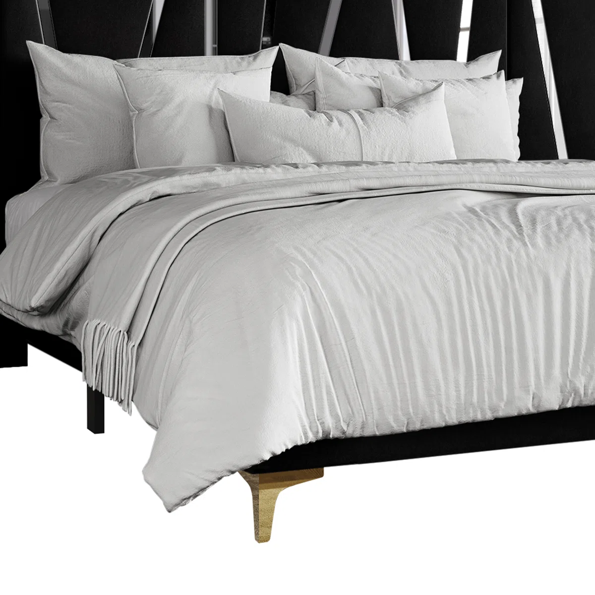 Aurora Black Velvet Wall Panel Bed