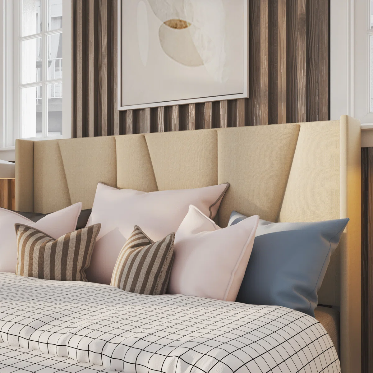 Canuto Geometric Wingback Bed - Image 5