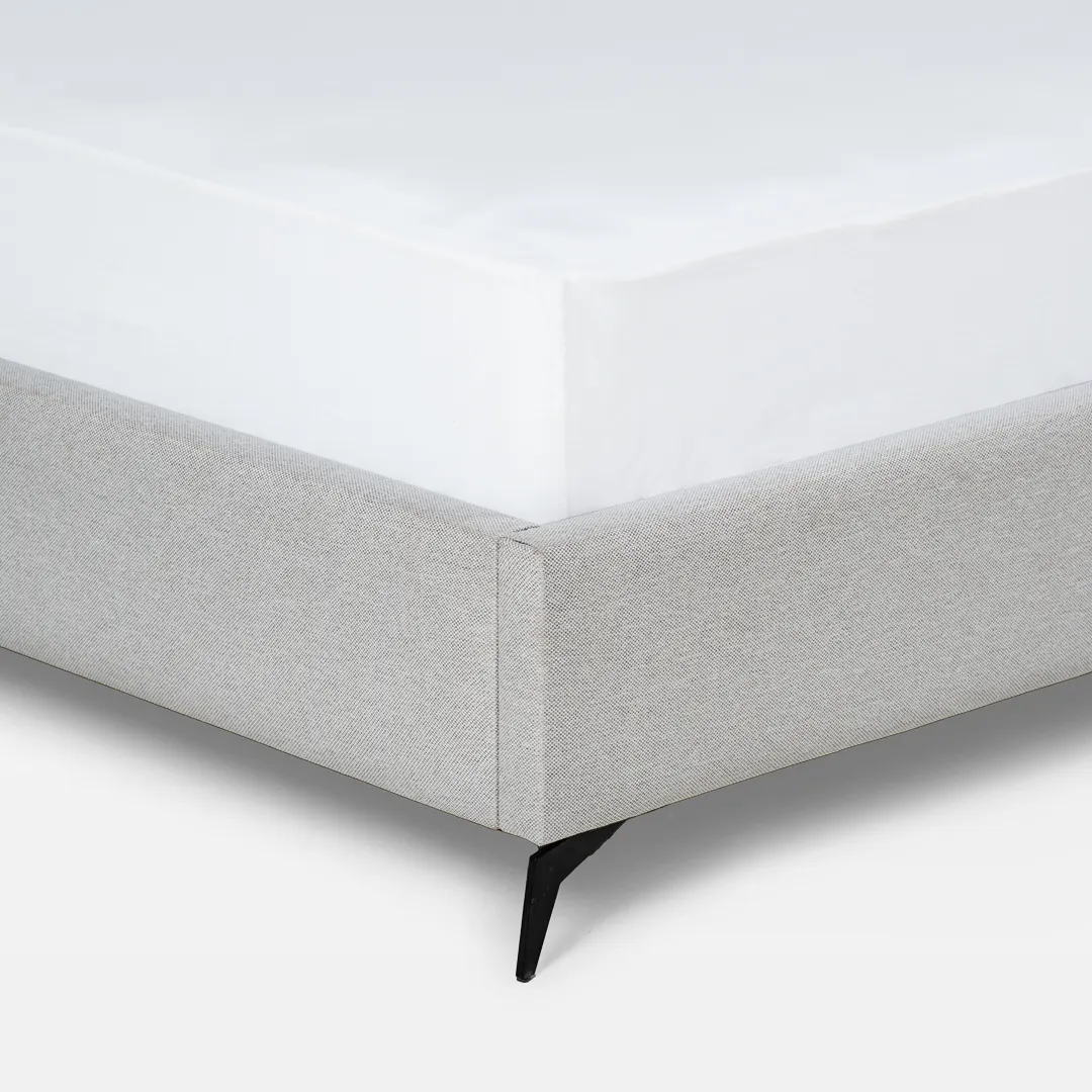 casilda winged upholstered single bed blue with solid wood frame