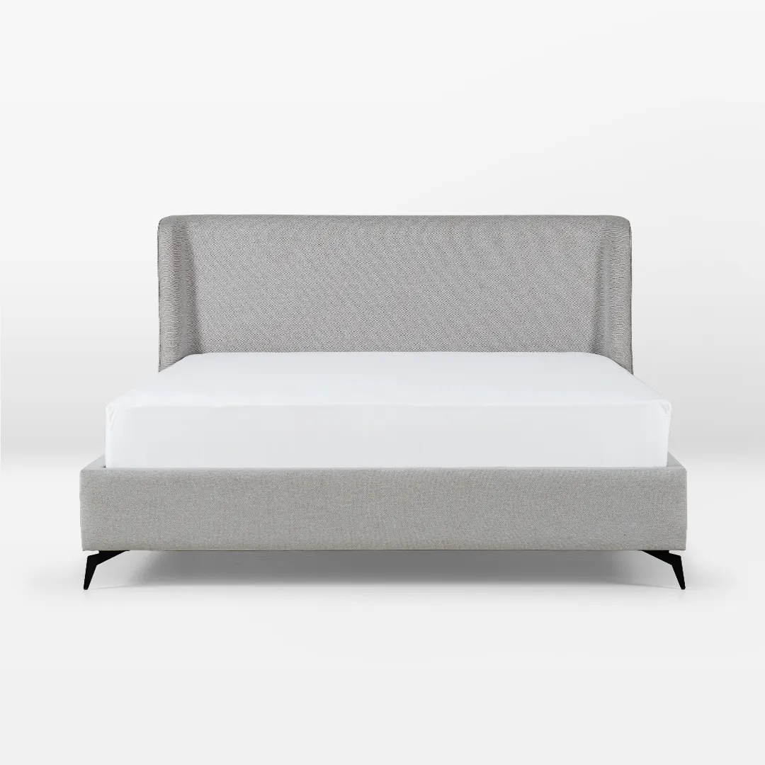 casilda winged upholstered single bed blue with solid wood frame