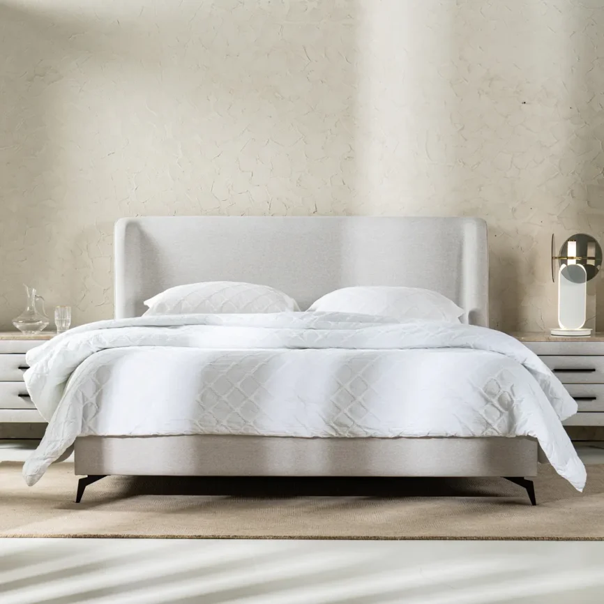 casilda winged upholstered single bed blue with solid wood frame