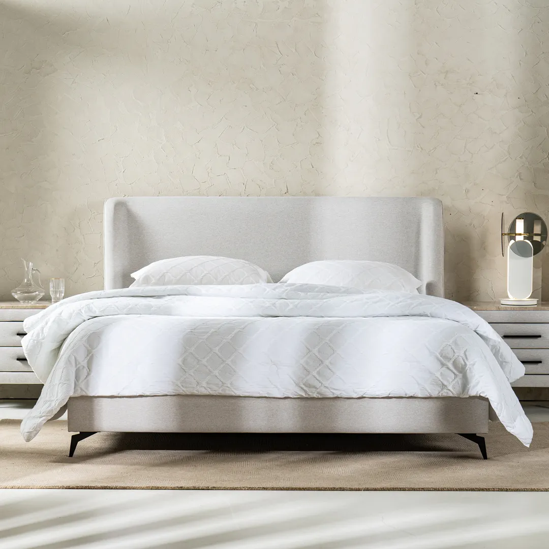 casilda winged upholstered single bed blue with solid wood frame