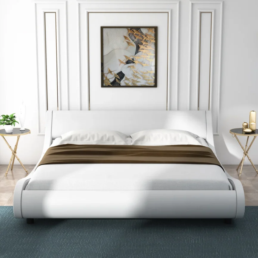 charilyn vegan leather king platform bed with adjustable headboard
