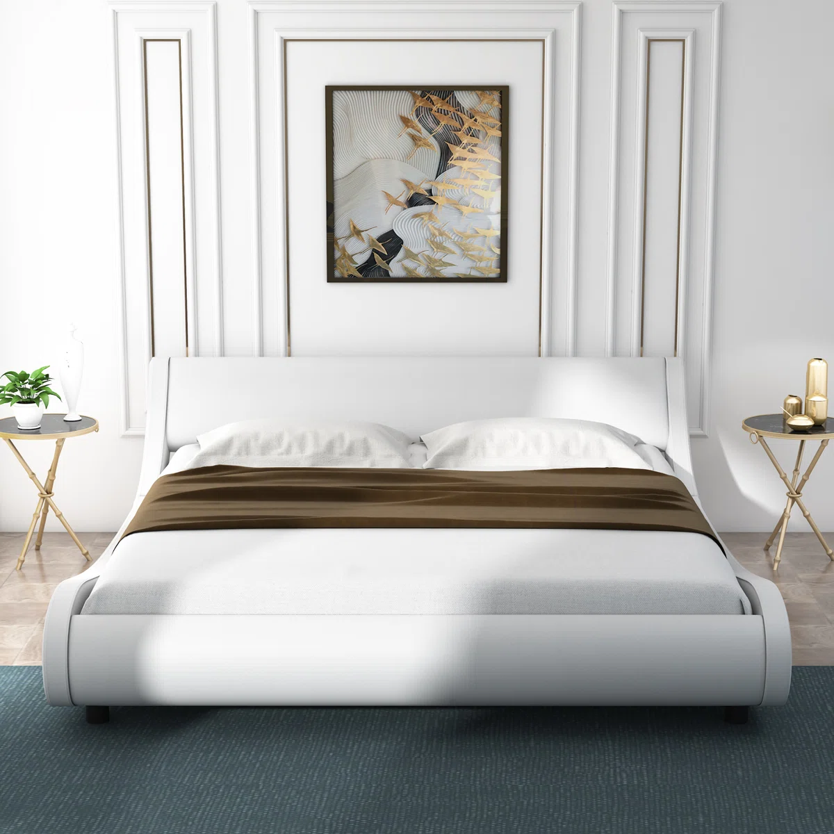 charilyn vegan leather king platform bed with adjustable headboard