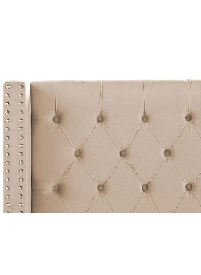 chelsea tufted upholstered bed with premium fabric headboard