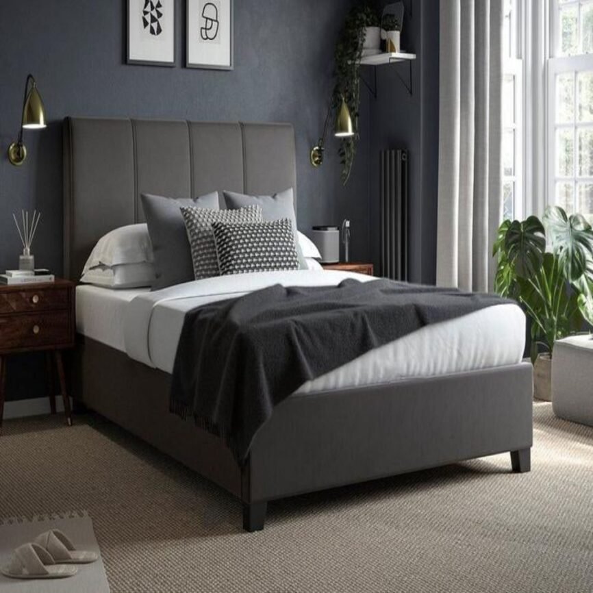 cloud nine upholstered bed with premium fabric headboard