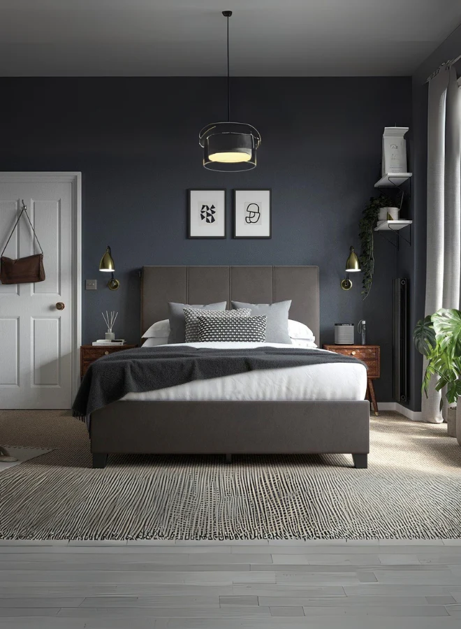 cloud nine upholstered bed with premium fabric headboard