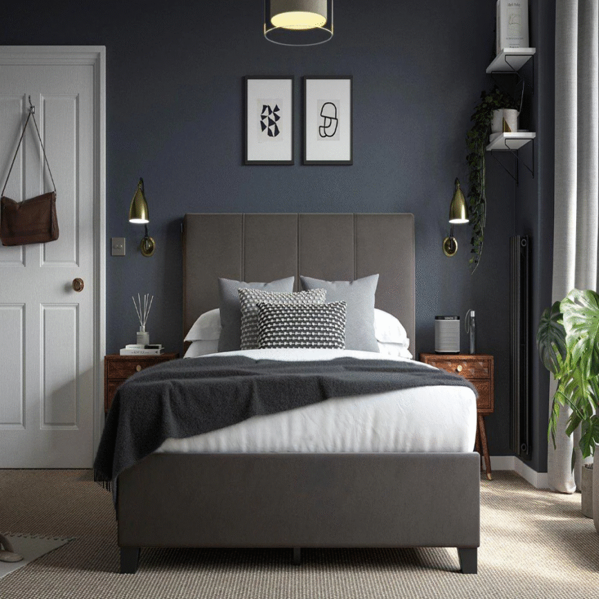 cloud nine upholstered bed with premium fabric headboard