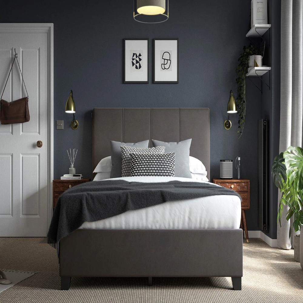 cloud nine upholstered bed with premium fabric headboard