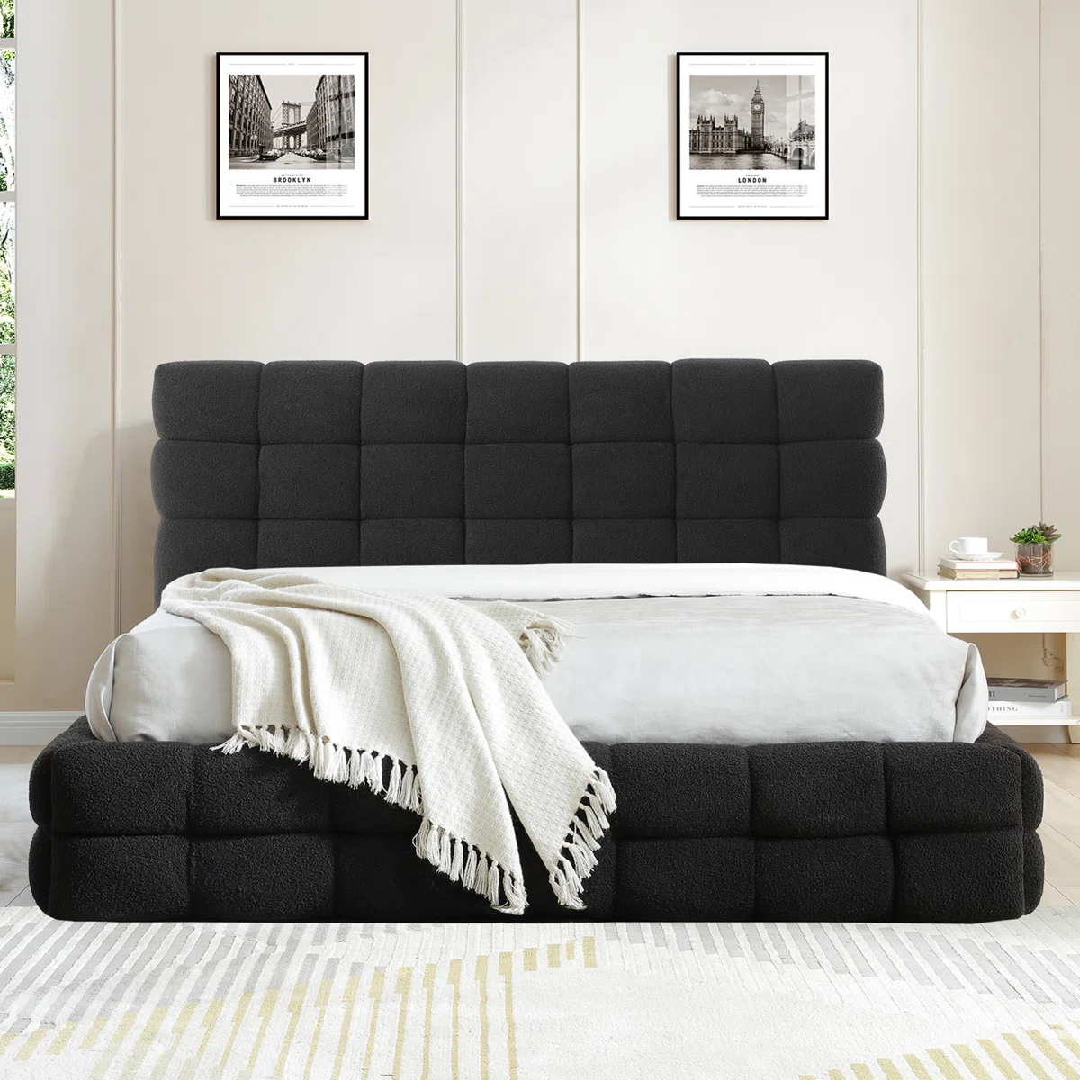 Electra Plush Upholstered Bed combines contemporary elegance with everyday comfort. Featuring a tufted headboard and low‑profile frame,