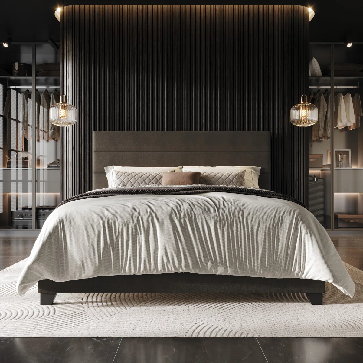 evelisse upholstered twin bed with channel tufted headboard