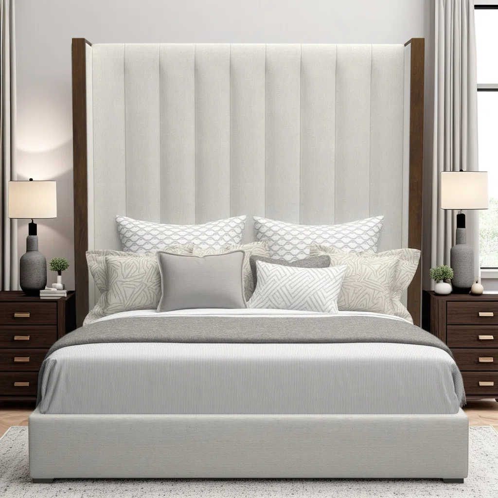 evelyn wingback upholstered bed king size