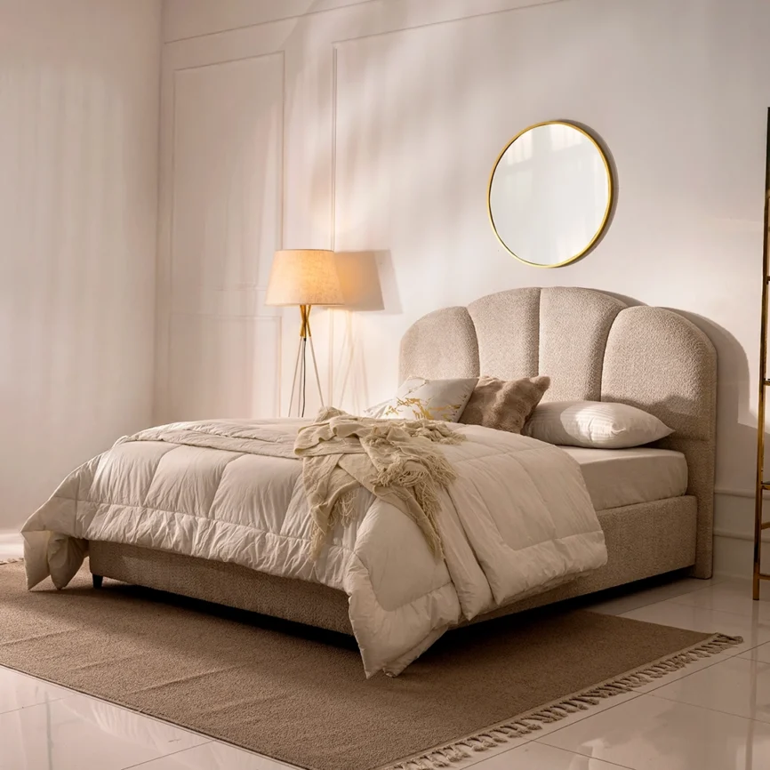 jesse upholstered bed with fully upholstered headboard and modern design