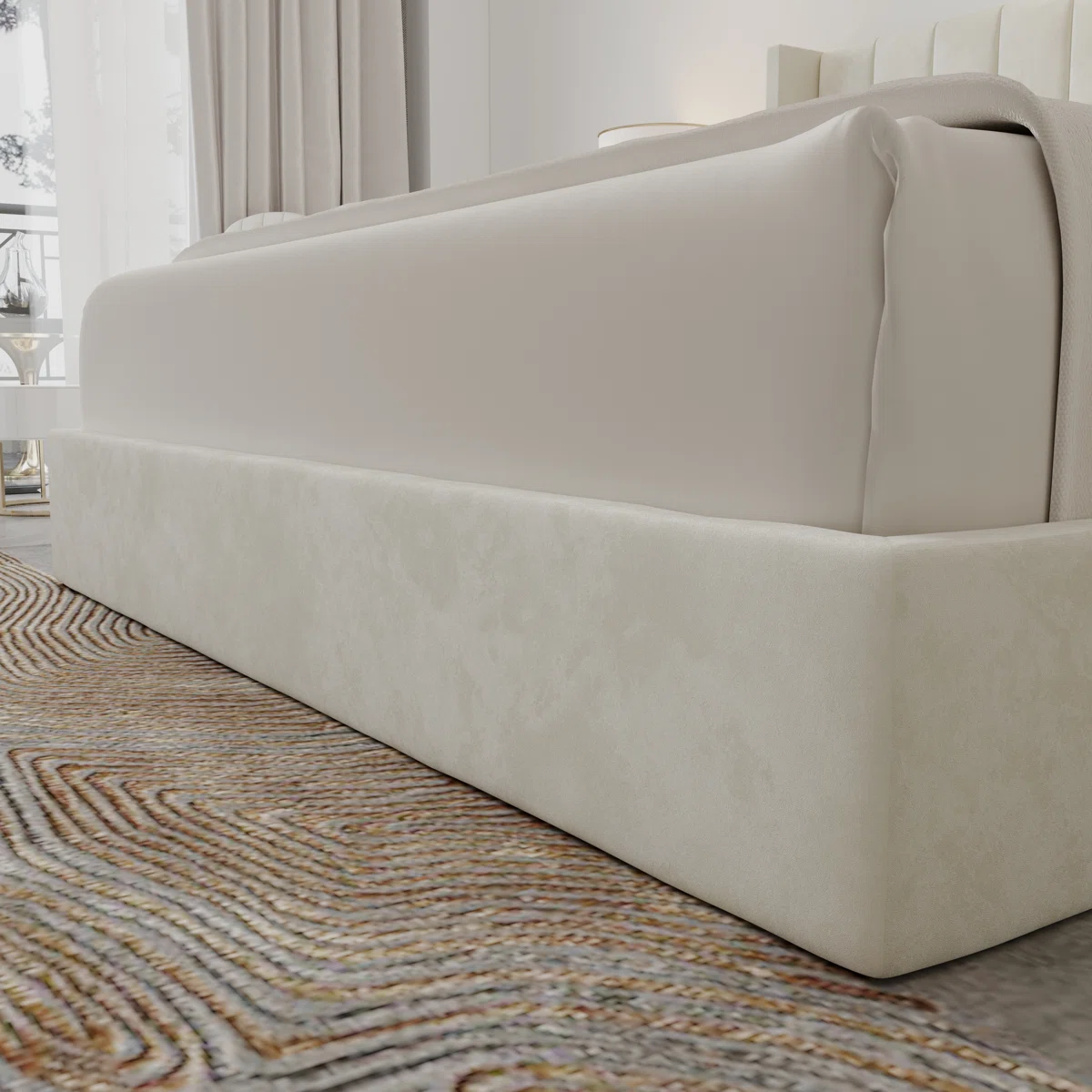 krissandra velvet tufted king bed with hydraulic storage