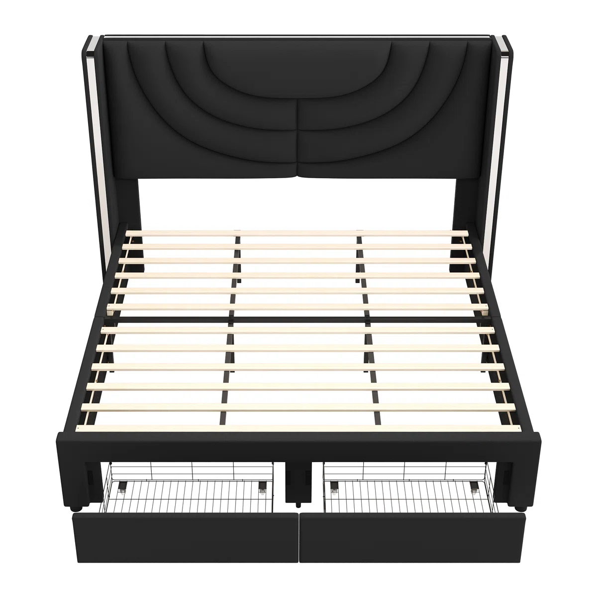 liora velvet led storage bed queen