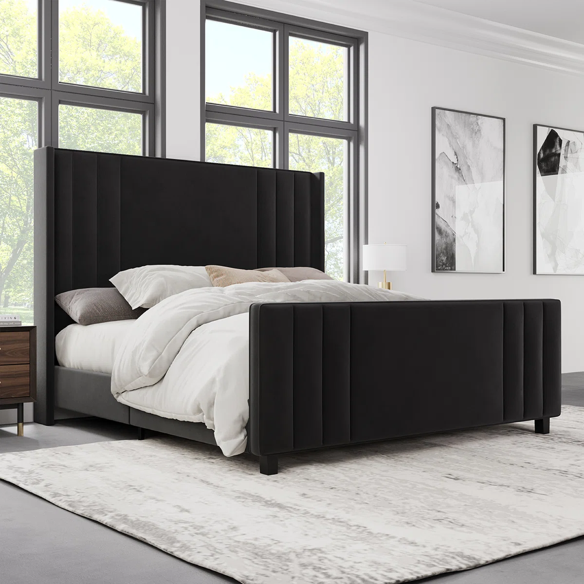 Novara Wingback Velvet Bed