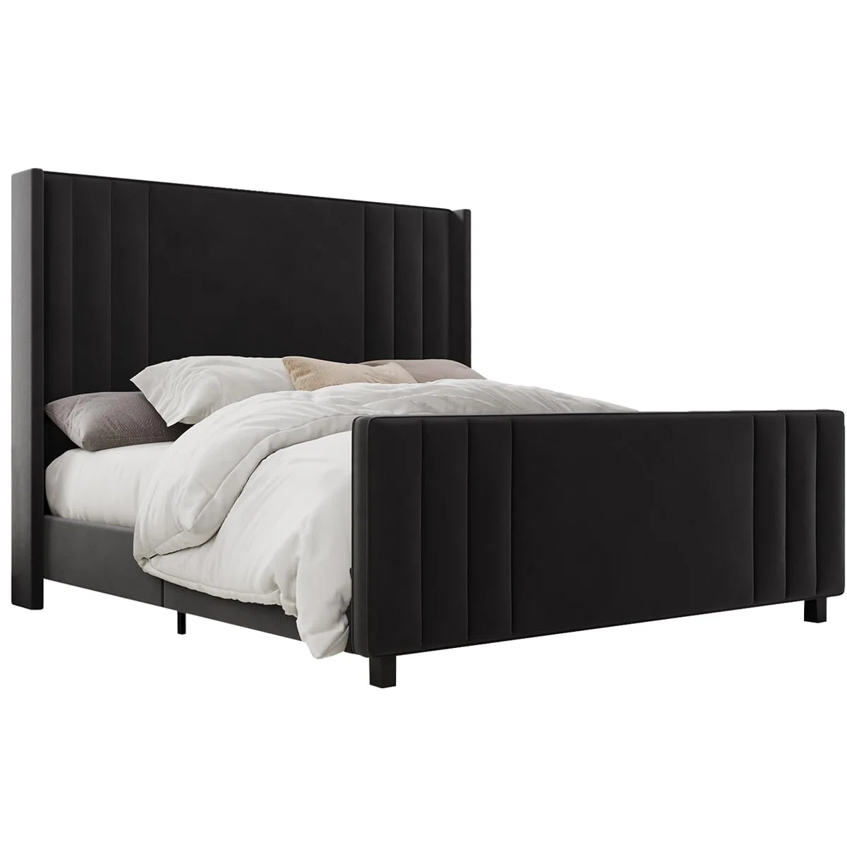 Novara Wingback Velvet Bed ern comfort.