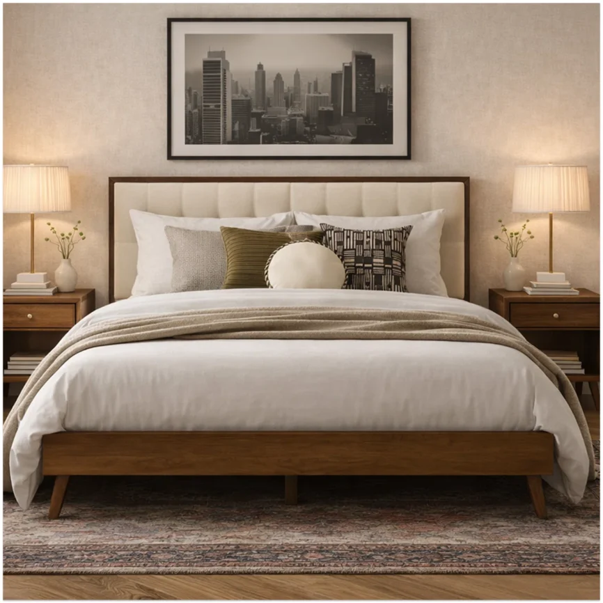 lucritia solid wood queen bed with tufted upholstered headboard