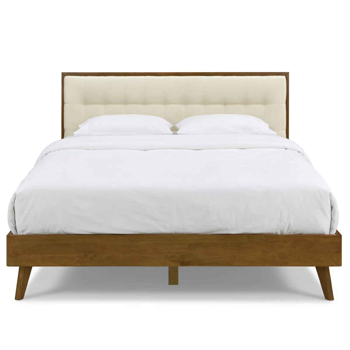 lucritia solid wood queen bed with tufted upholstered headboard