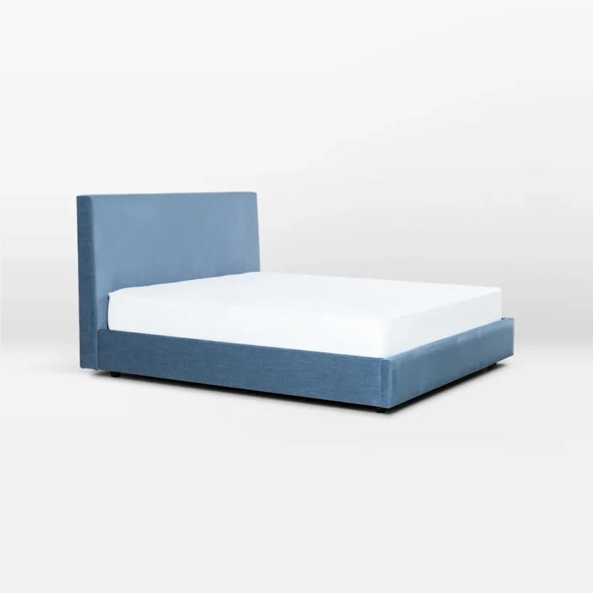 megda modern upholstered single bed blue with solid wood frame