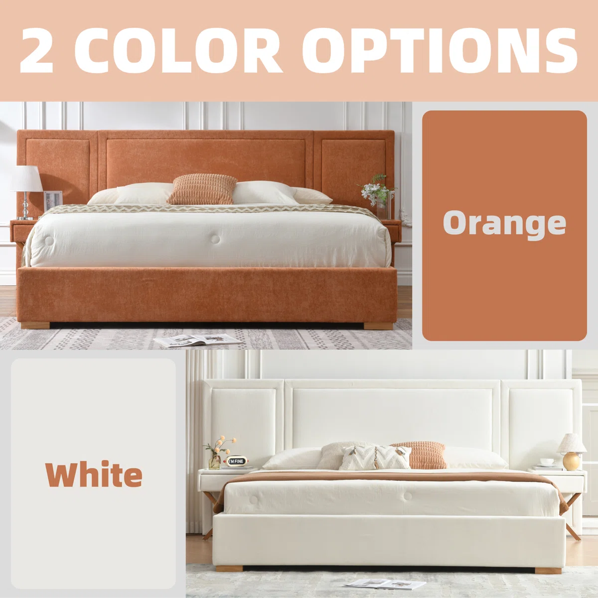 monarch king velvet storage bed with nightstands