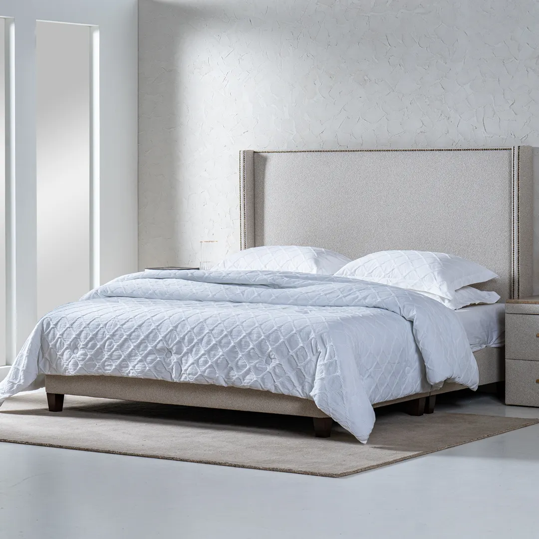 norma winged upholstered single bed vista with solid wood frame