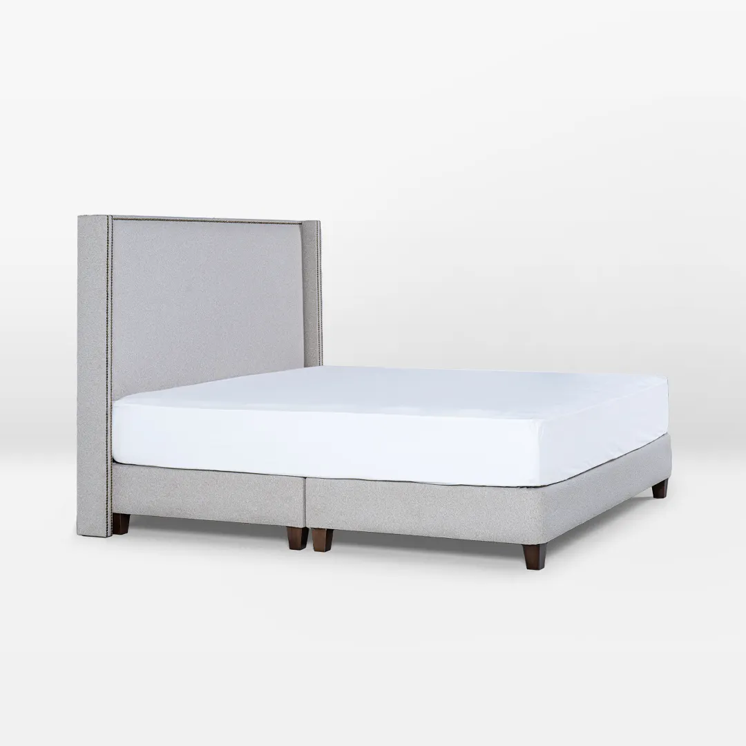 norma winged upholstered single bed vista with solid wood frame