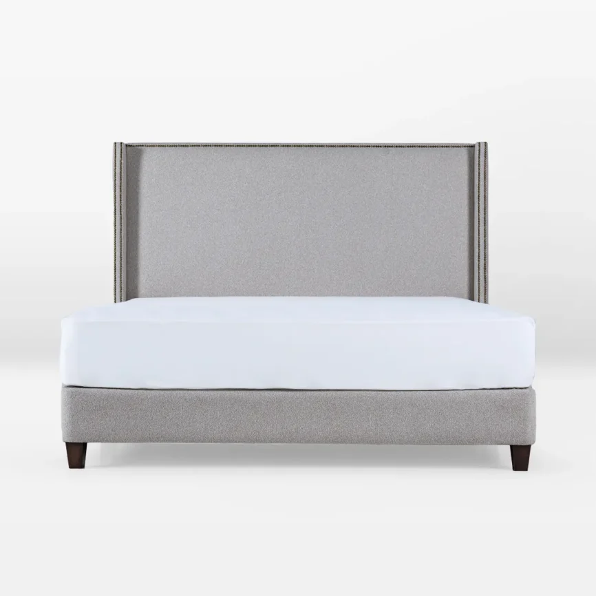 norma winged upholstered single bed vista with solid wood frame