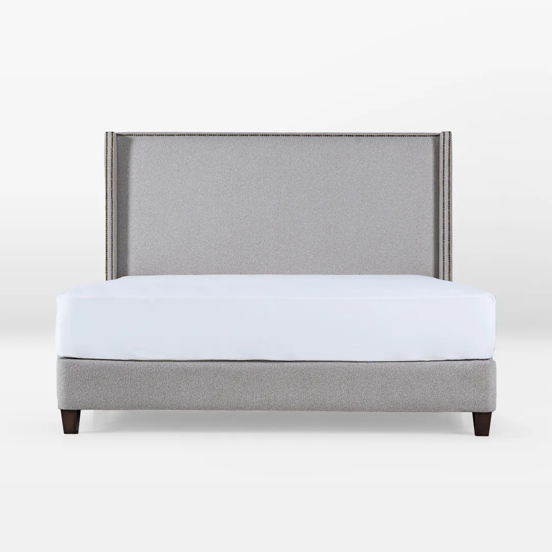 norma winged upholstered single bed vista with solid wood frame
