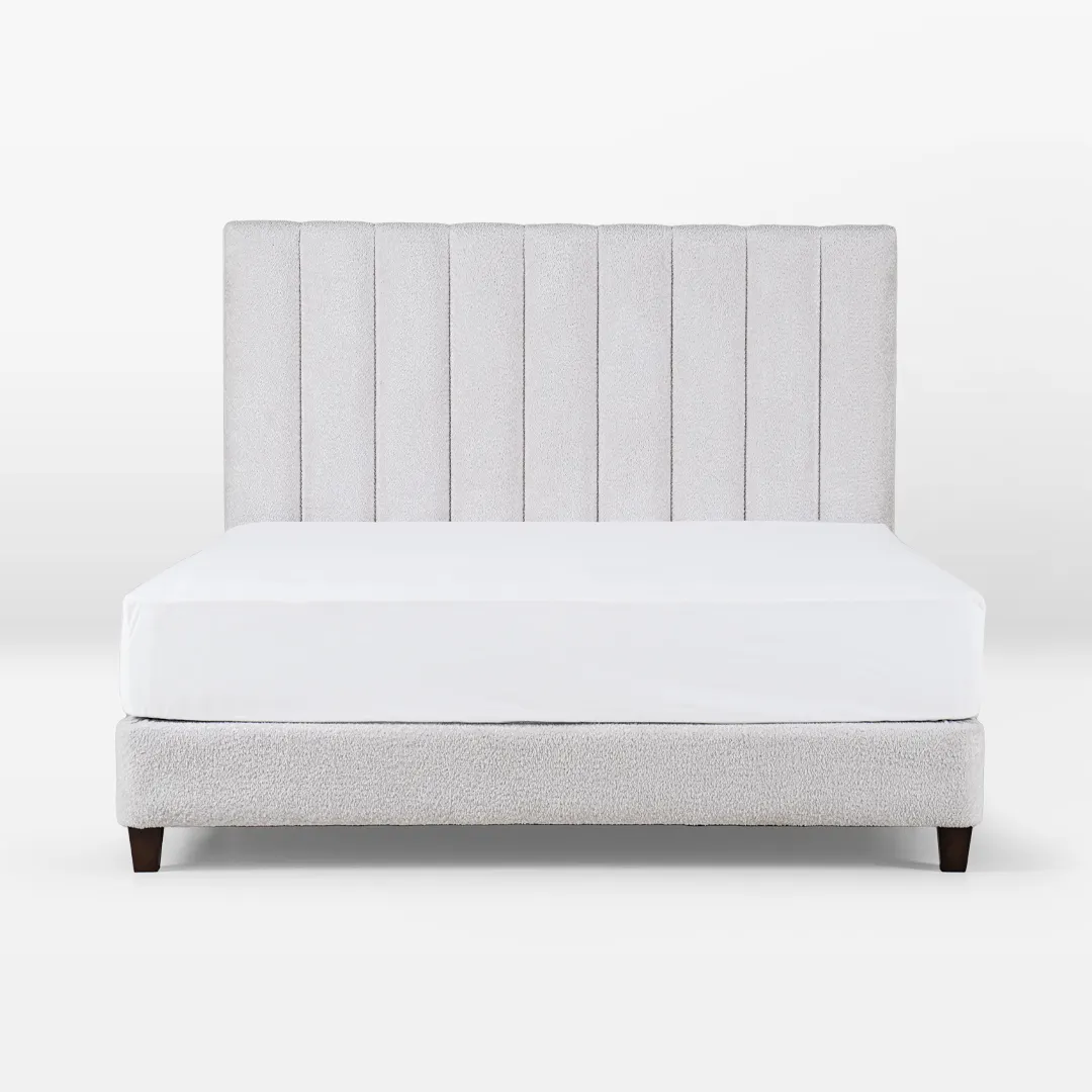orion chanel tufted upholstered single bed oyster with solid wood frame
