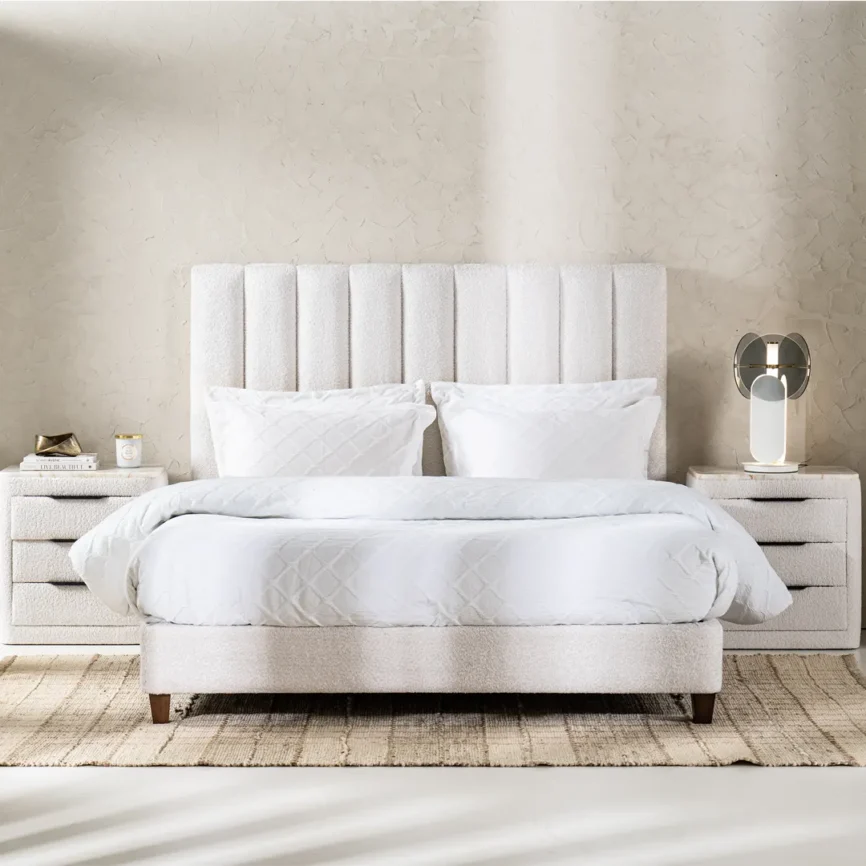 orion chanel tufted upholstered single bed oyster with solid wood frame