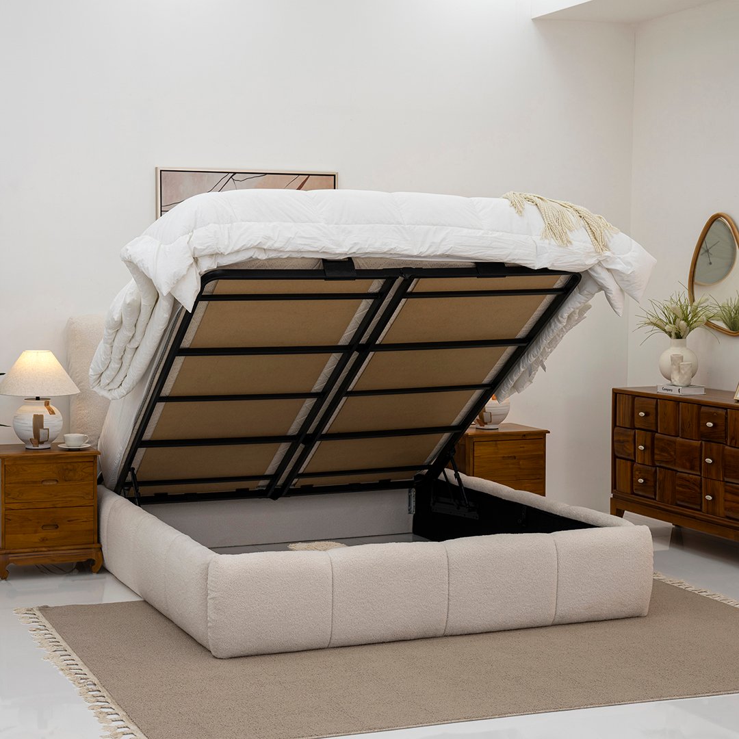 oscar hydraulic upholstered bed with hidden storage base