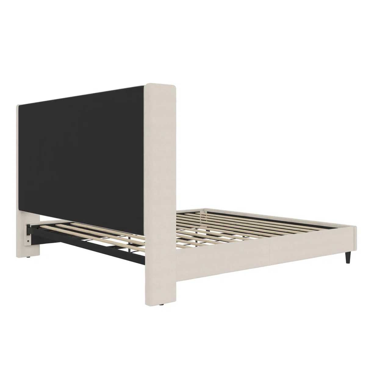 seraphina king wingback upholstered bed neutral canvas