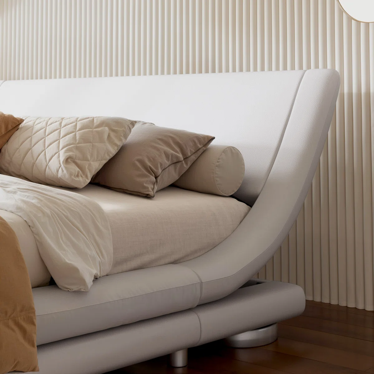 seraphina faux leather sleigh bed queen size