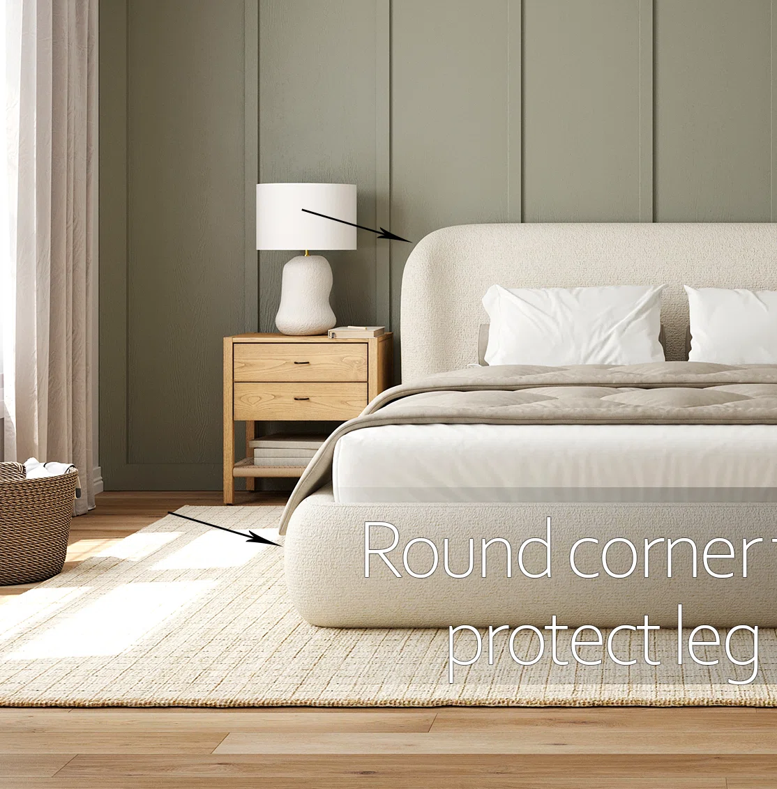 serena wingback upholstered king platform bed with rounded corners