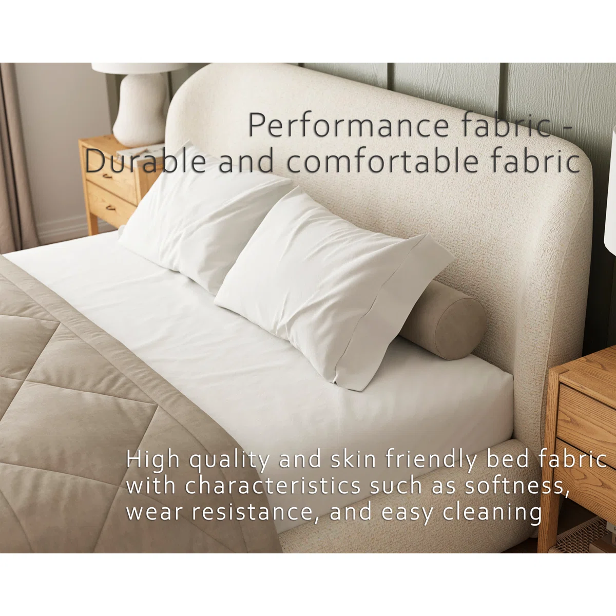 serena wingback upholstered king platform bed with rounded corners