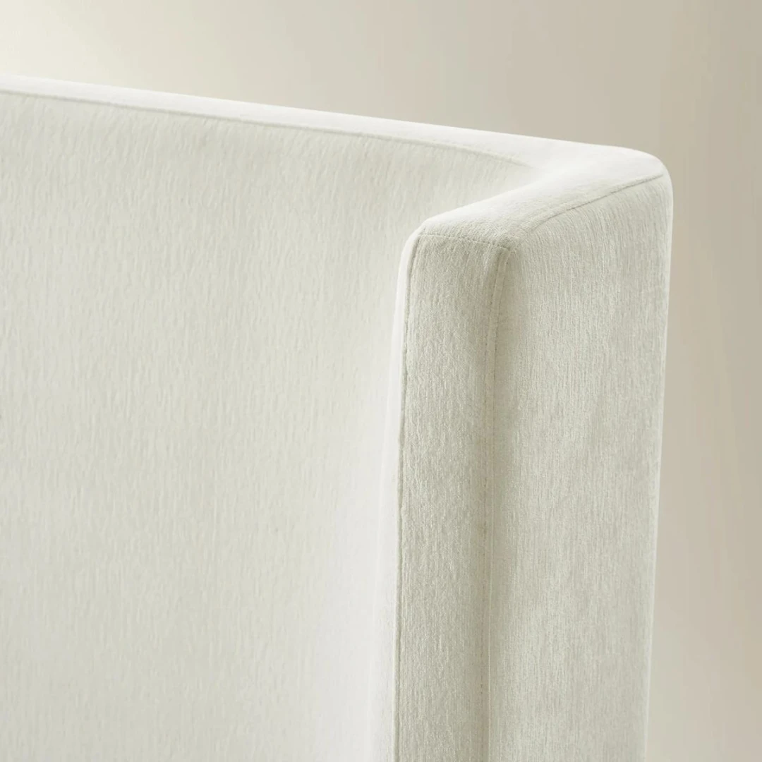 stria wingback upholstered bed in ivory chenille