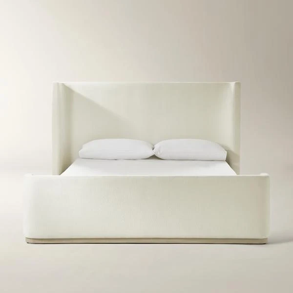 stria wingback upholstered bed in ivory chenille