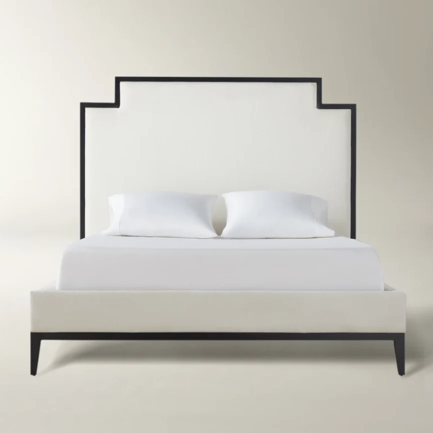 tenley modern upholstered bed in oyster linen