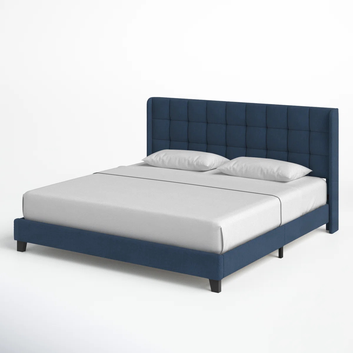vienna linen wingback queen platform bed