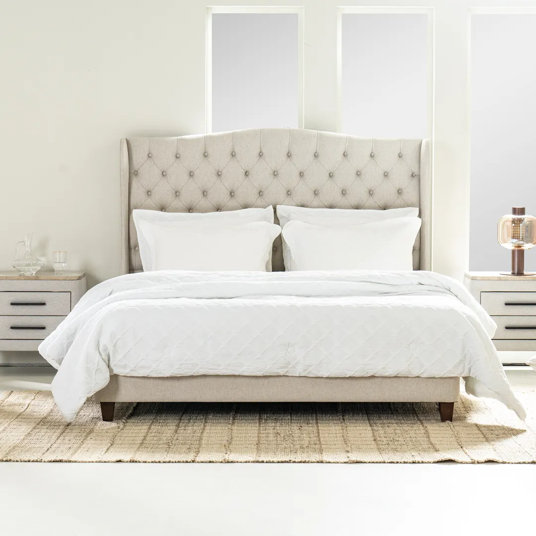 ripley button tufted upholstered single bed cream with solid wood frame