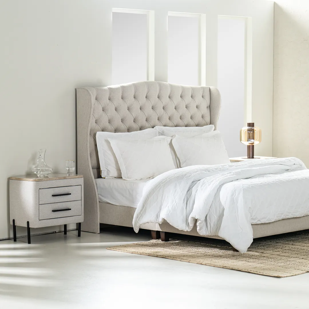 ripley button tufted upholstered single bed cream with solid wood frame