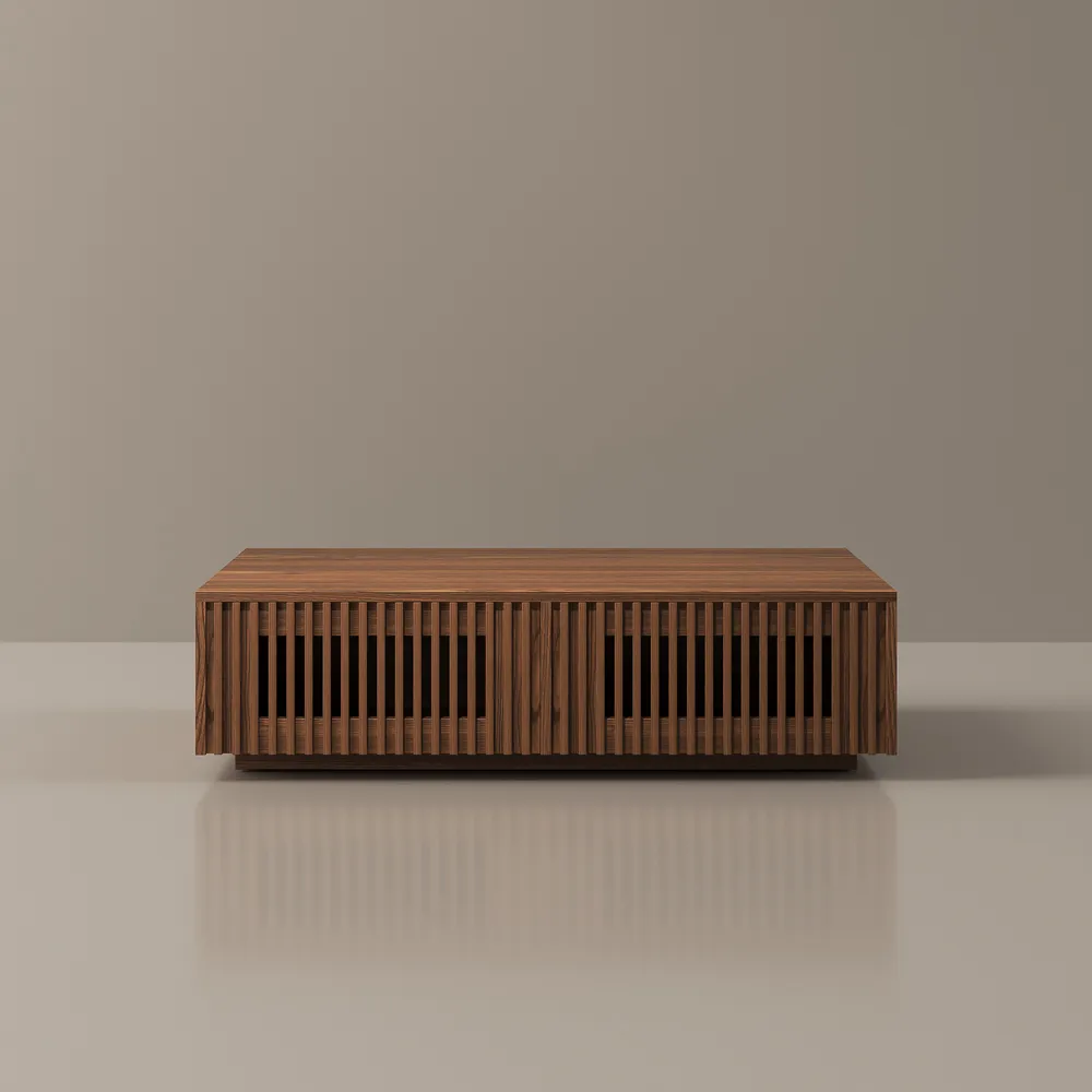 aeolus rectangular coffee table with storage walnut finish