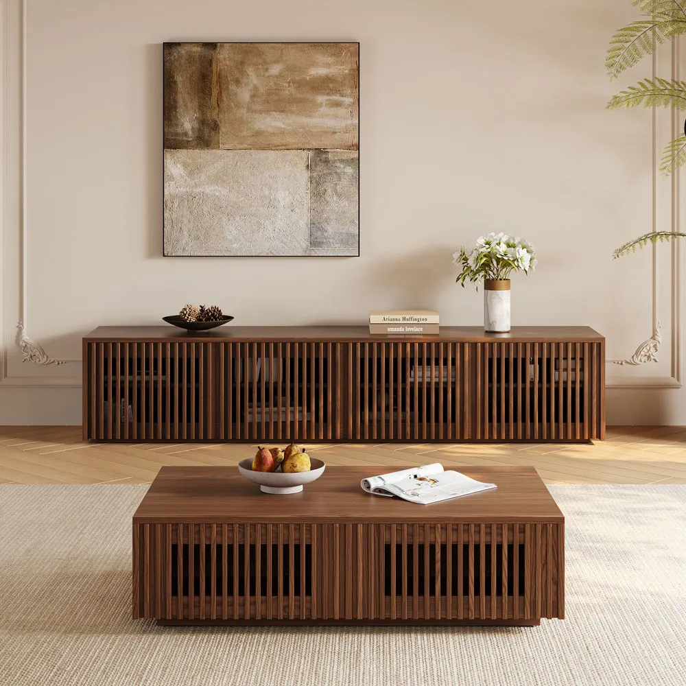 aeolus rectangular coffee table with storage walnut finish