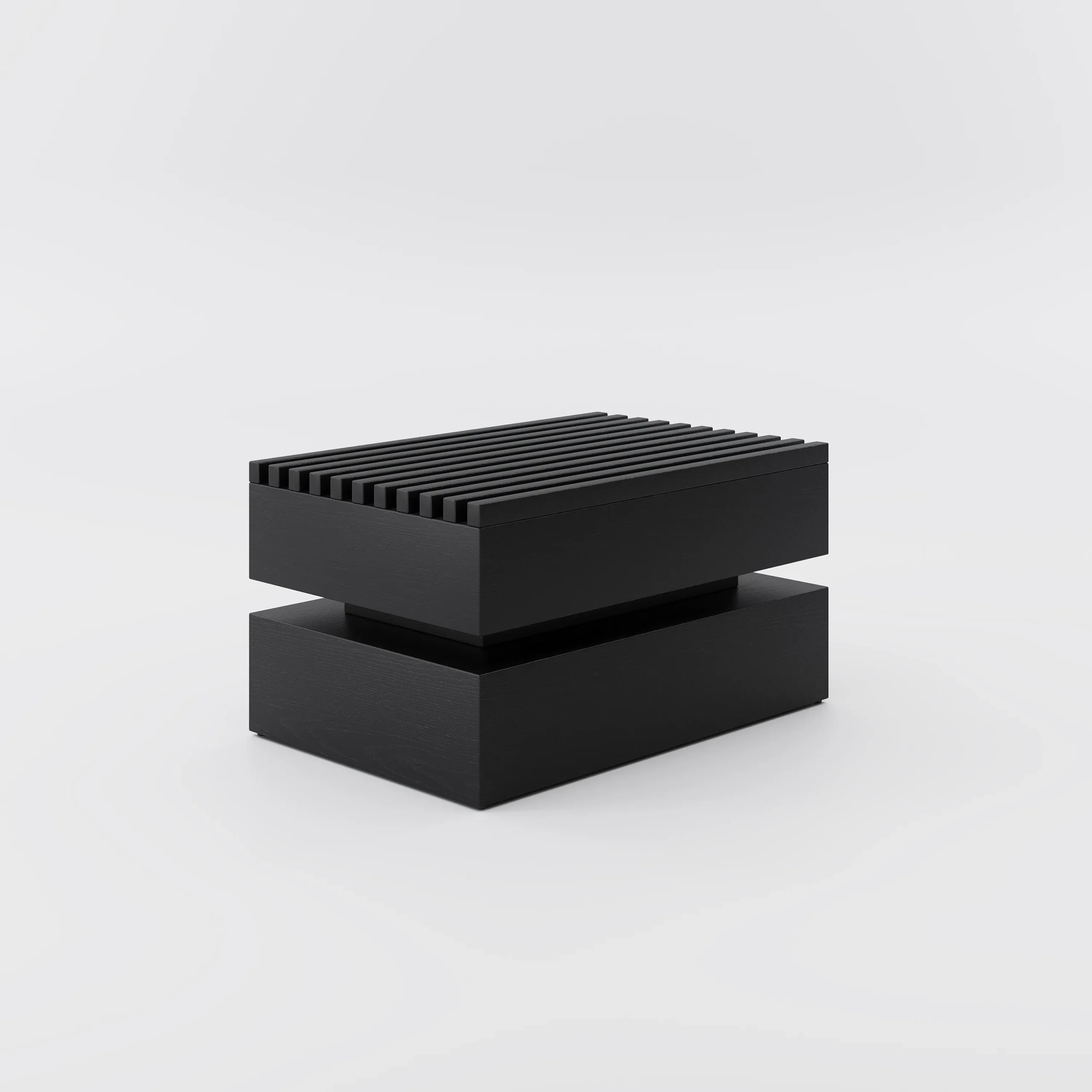 Black minimalist modular coffee table, MDF construction, fully assembled, modern living room furniture