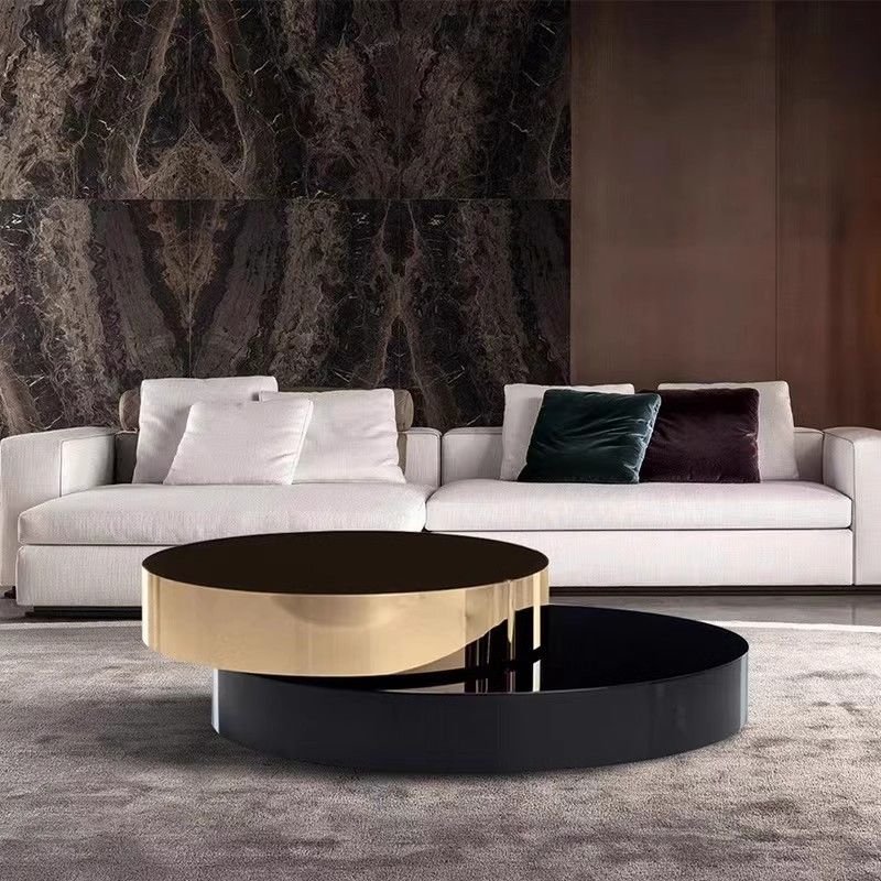 Aero Round Black Glass Coffee Table